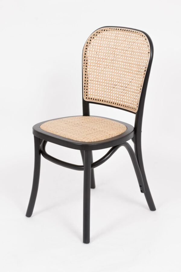 Sema Chair with Rattan Seat – Black