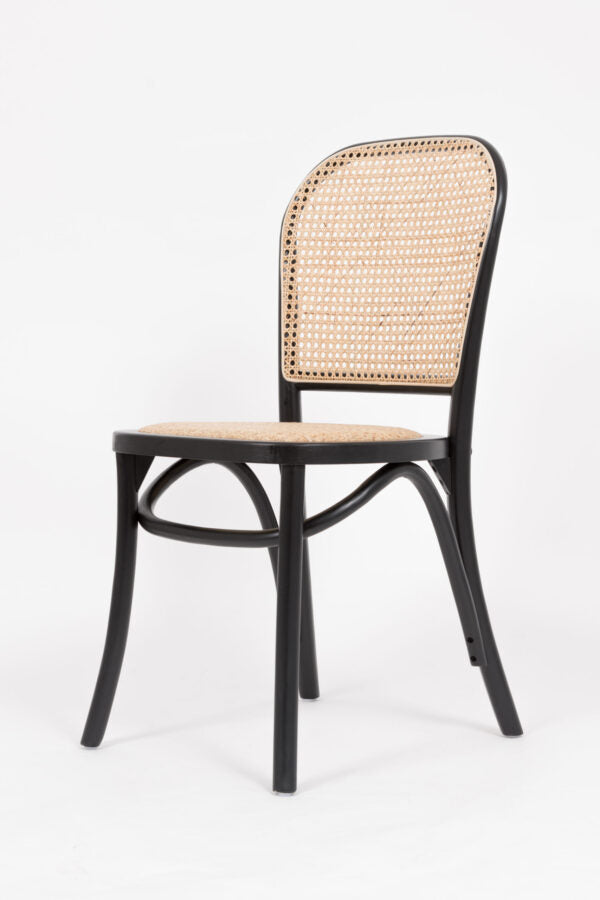 Sema Chair with Rattan Seat – Black