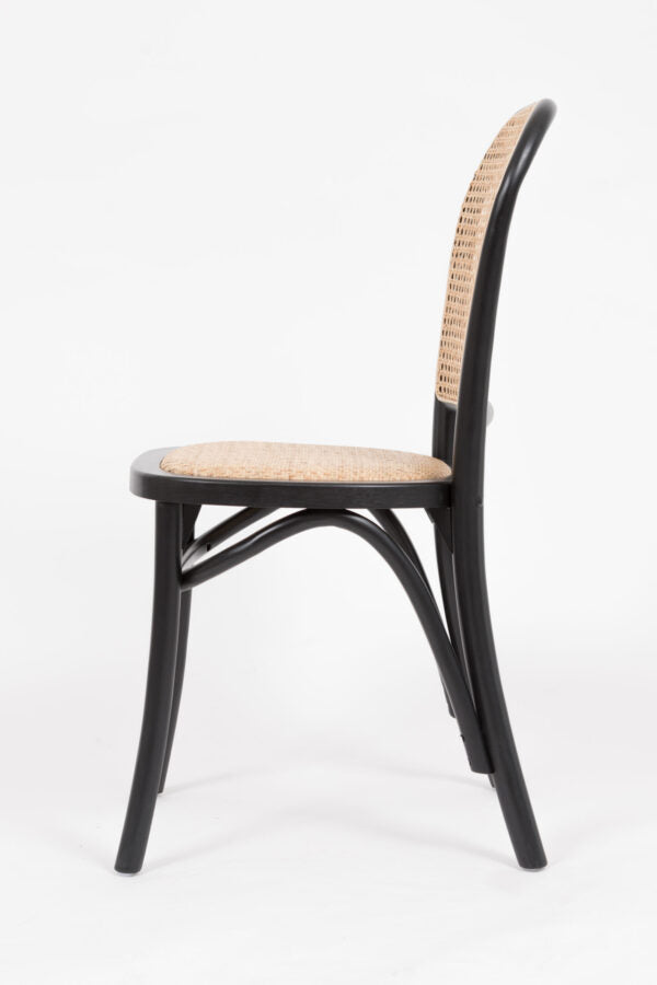 Sema Chair with Rattan Seat – Black