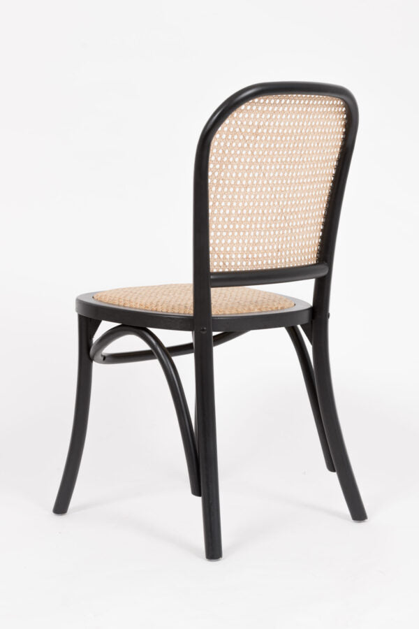 Sema Chair with Rattan Seat – Black