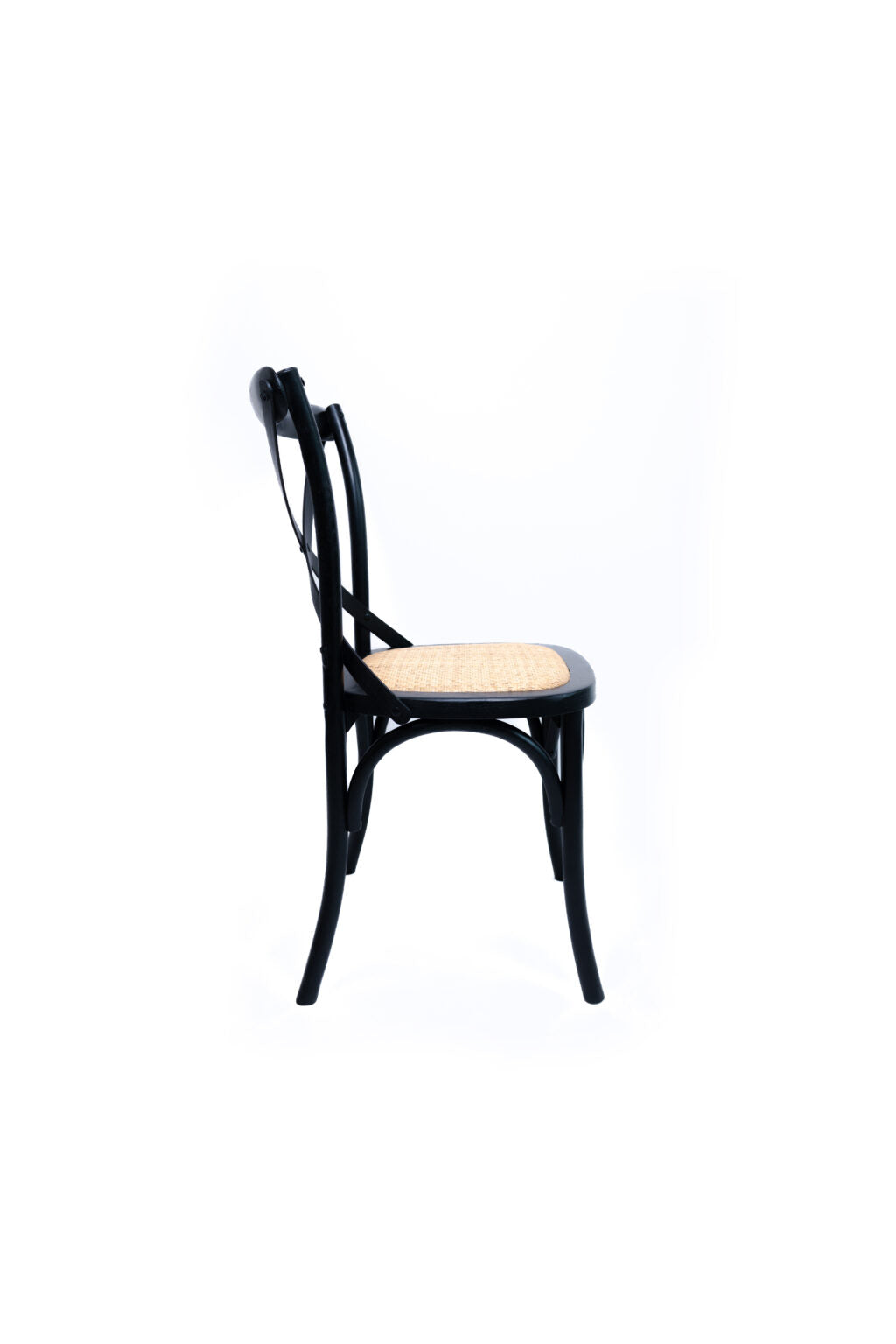 Crossback Chair with Natural Rattan Seat – Black