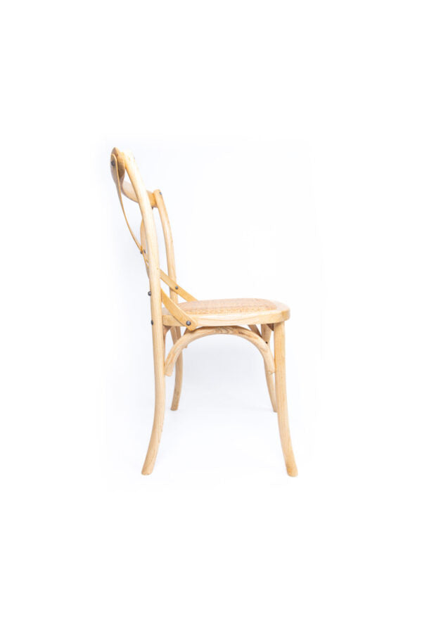 Crossback Chair with Natural Rattan Seat – Honey Brown