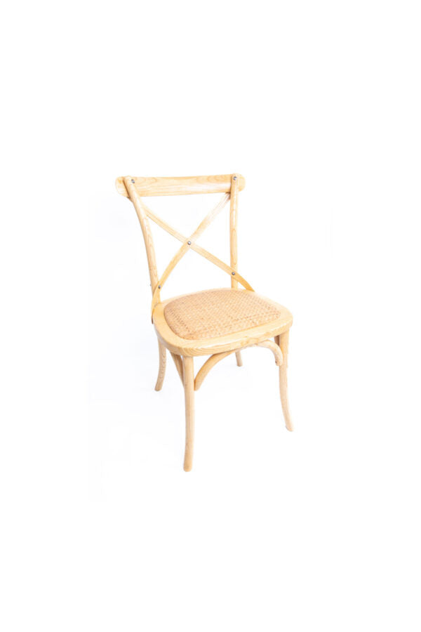 Crossback Chair with Natural Rattan Seat – Honey Brown