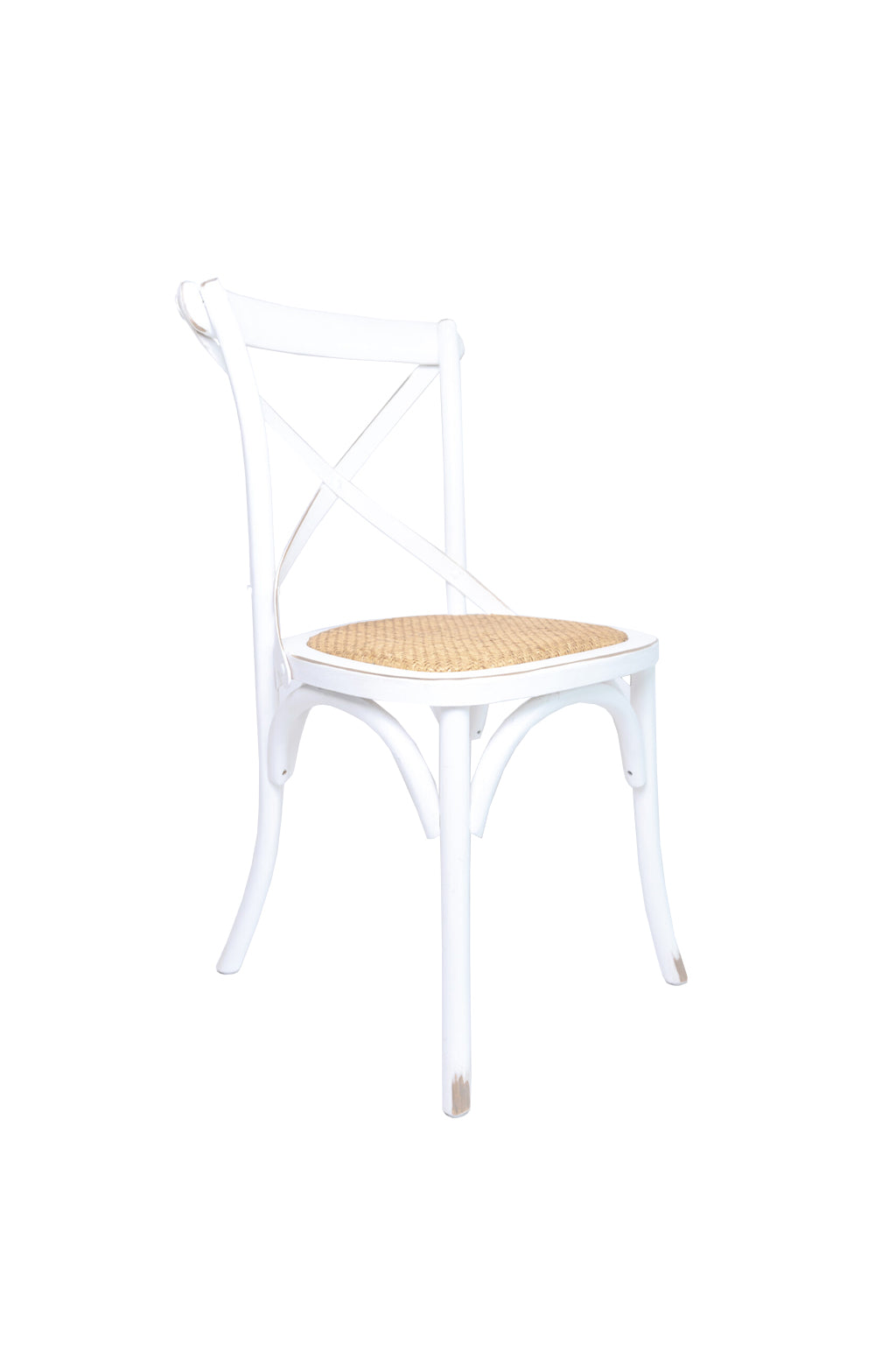 Crossback Chair with Natural Rattan Seat – White