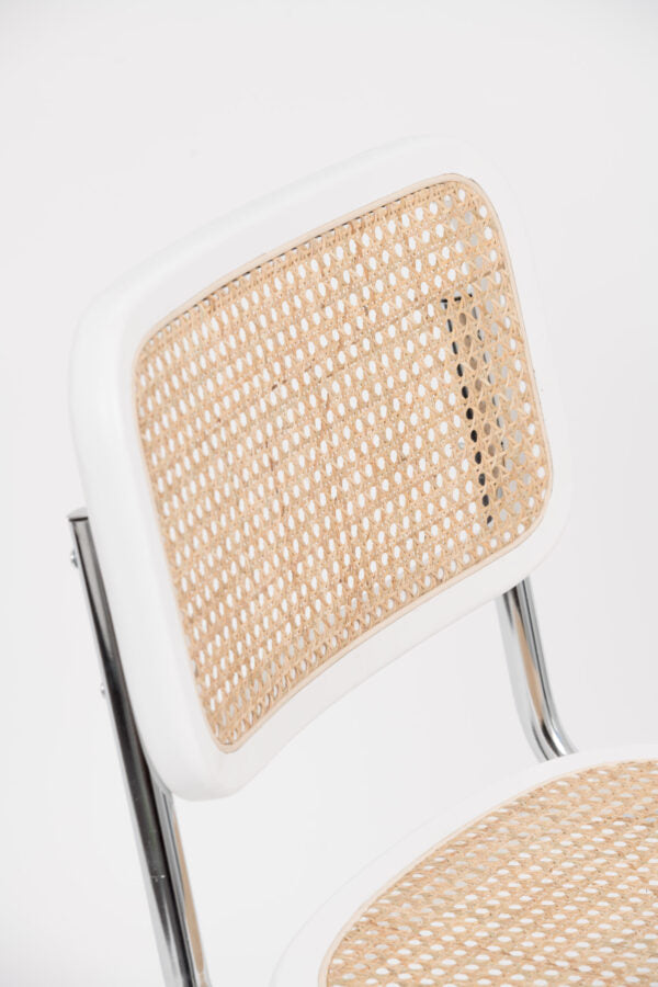 Cesca Chair White – Rattan With Solid Chrome Frame