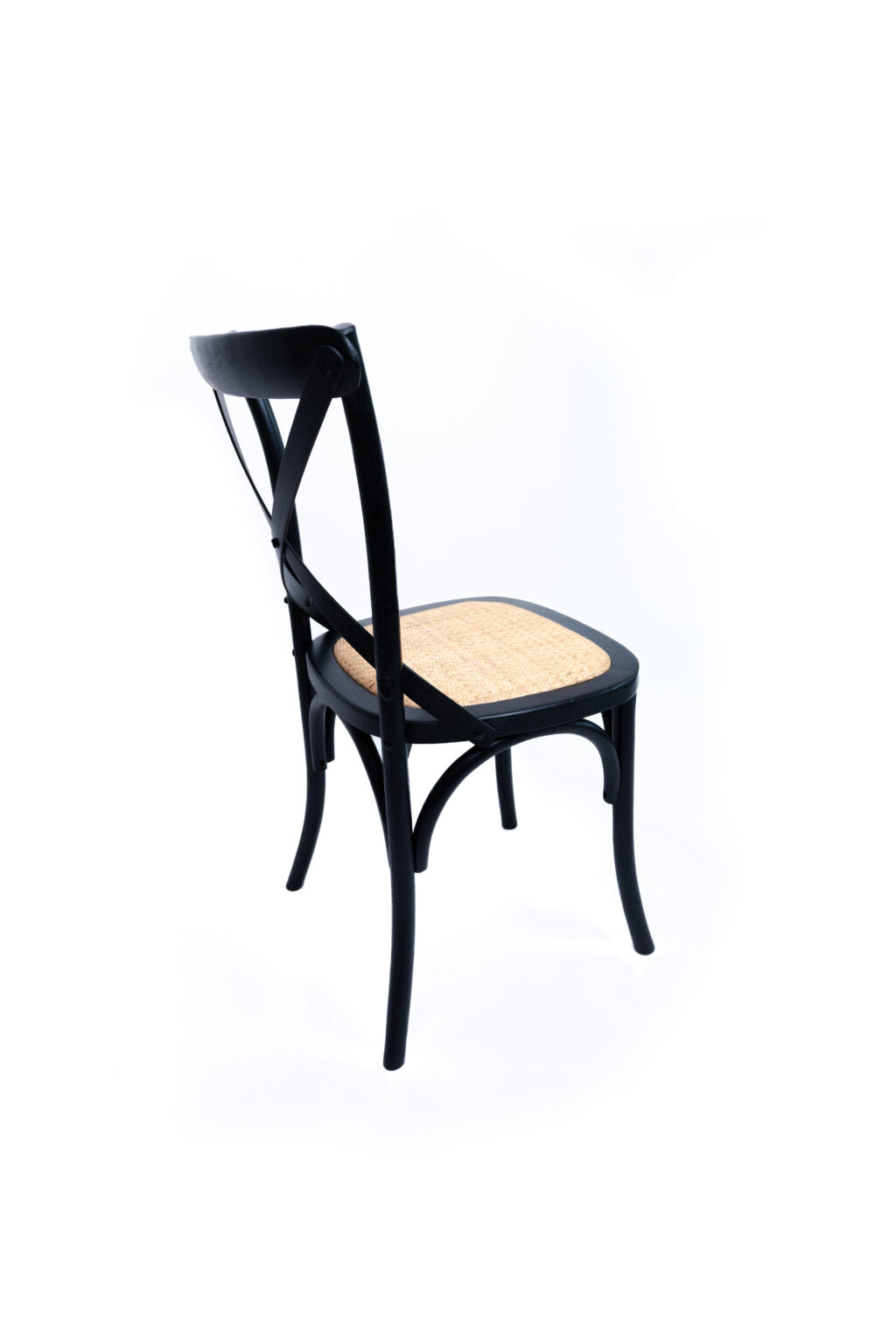 Crossback Chair with Natural Rattan Seat – Black
