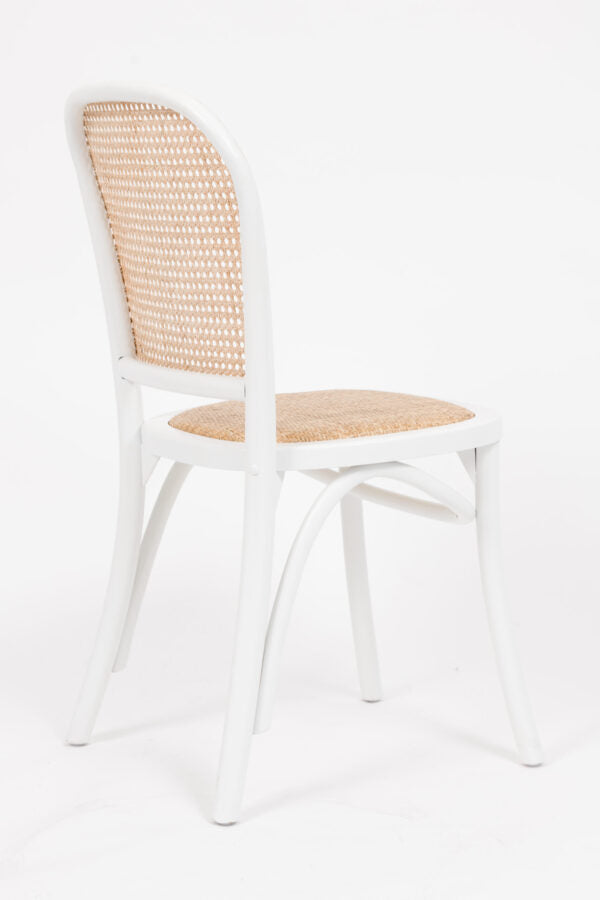 Sema Chair with Rattan Seat – White