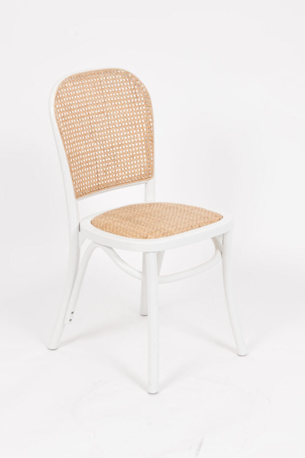 Sema Chair with Rattan Seat – White