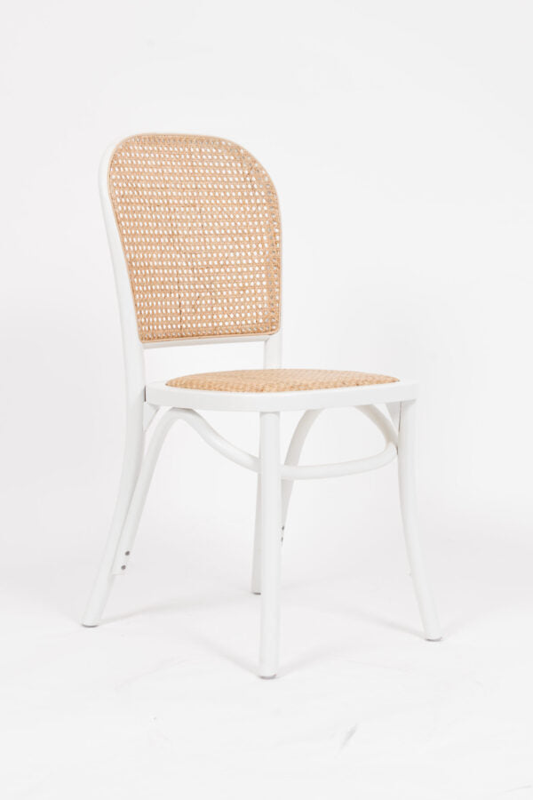 Sema Chair with Rattan Seat – White