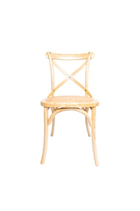Crossback Chair with Natural Rattan Seat – Honey Brown